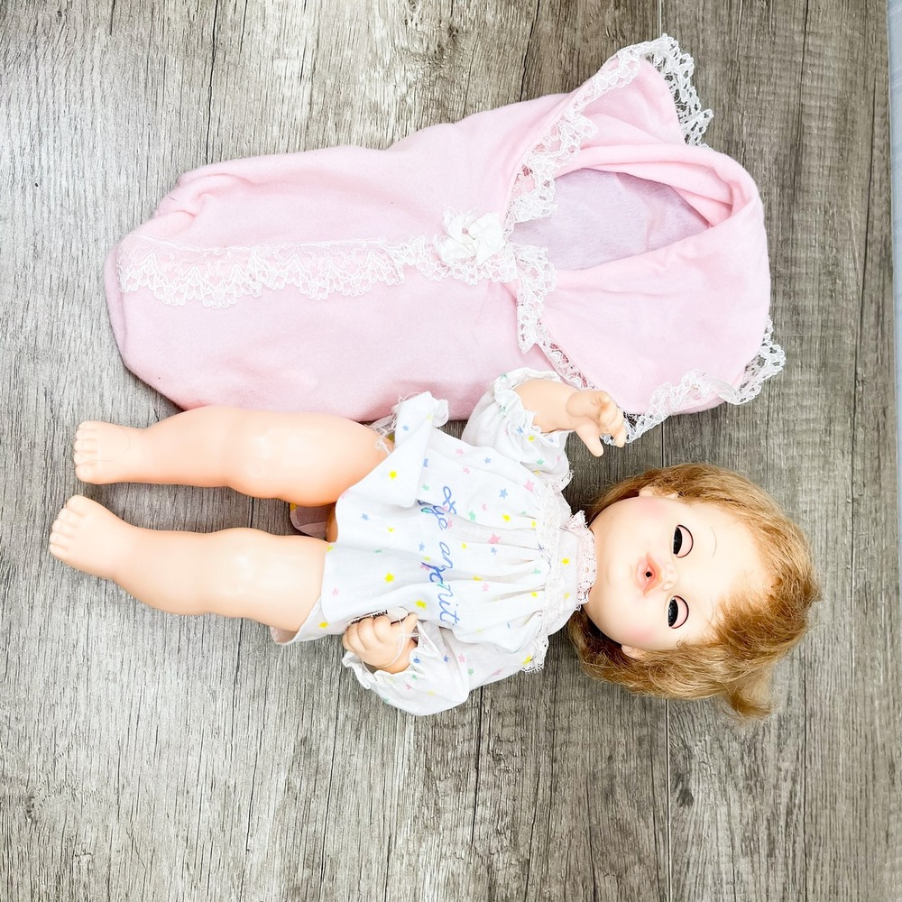 Vintage 1972 Horsman Baby Doll Pull String Pink Bunting Sleepy Eyes 12‎ Inch - Picture 10 of 15